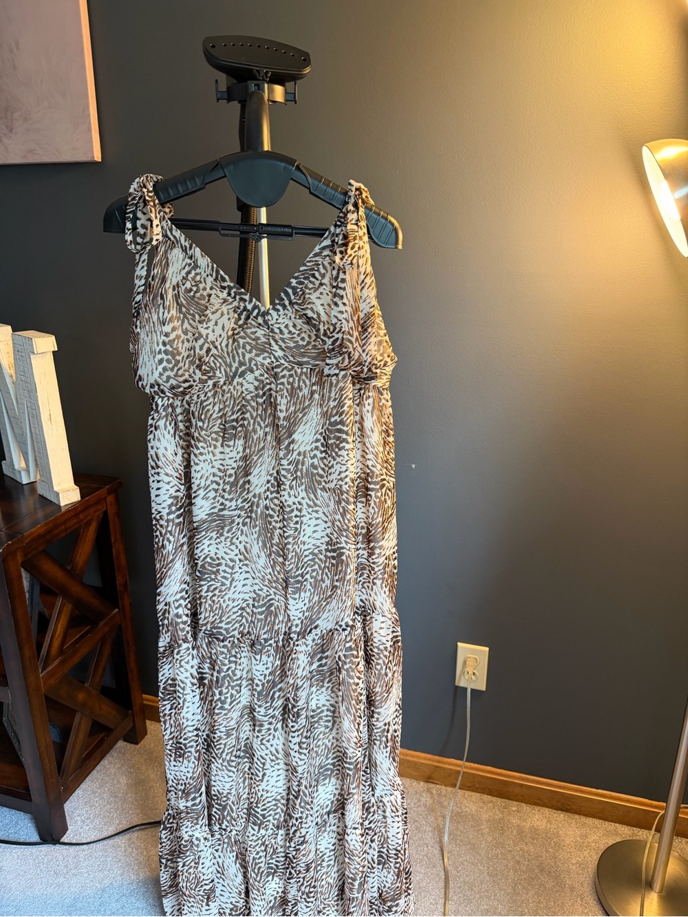 Express Brown & Cream Printed Maxi Dress